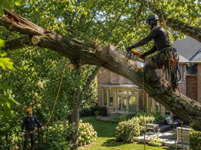 Heavy dead limb removed from a tree and lying on the ground in a Malvern yard